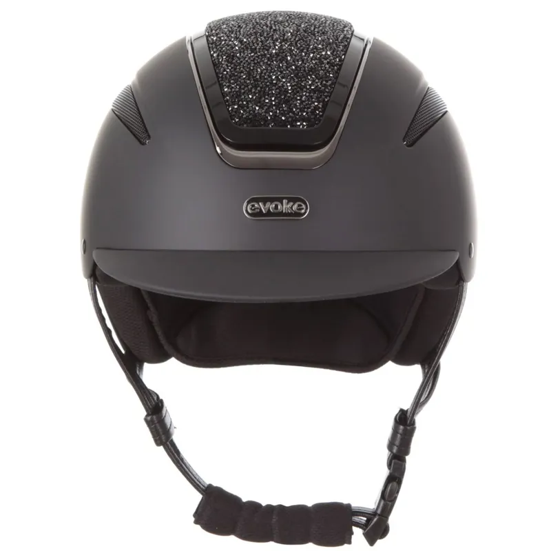 Evoke Callisto Classic Peak Riding Helmet - Black/Black Crystal-2