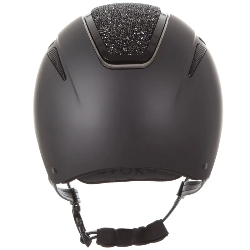 Evoke Callisto Classic Peak Riding Helmet - Black/Black Crystal-1