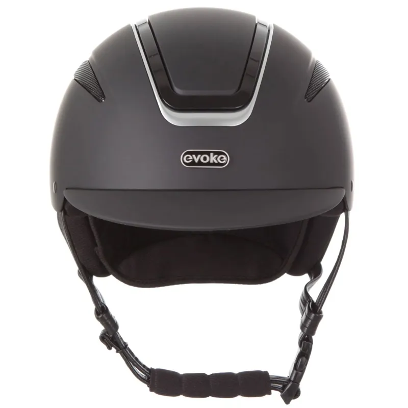 Evoke Callisto Classic Peak Riding Helmet - Black/Silver-2