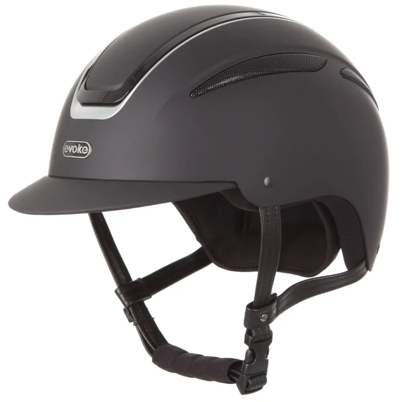Evoke Callisto Classic Peak Riding Helmet - Black/Silver