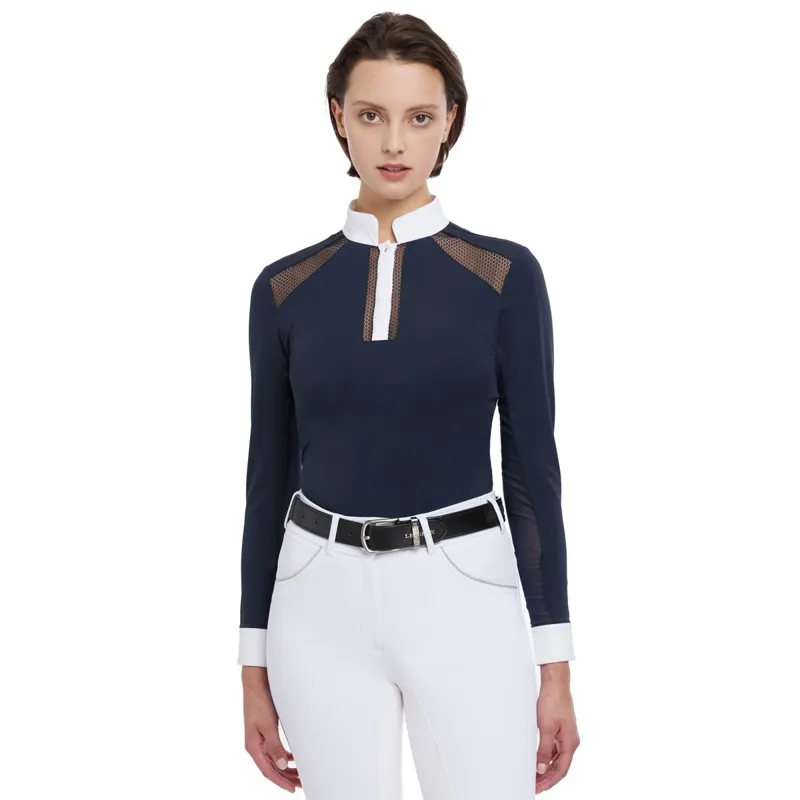 LeMieux Camille Long Sleeve Ladies Show Shirt - Navy-12