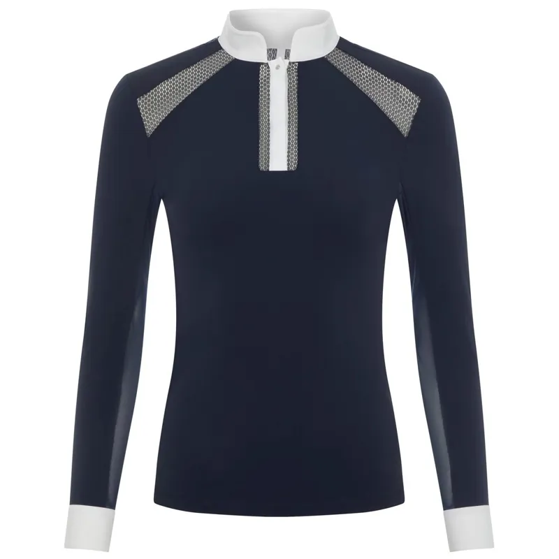 LeMieux Camille Long Sleeve Ladies Show Shirt - Navy-1