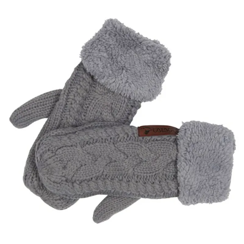 Catago Knitted Adult Mittens - Grey
