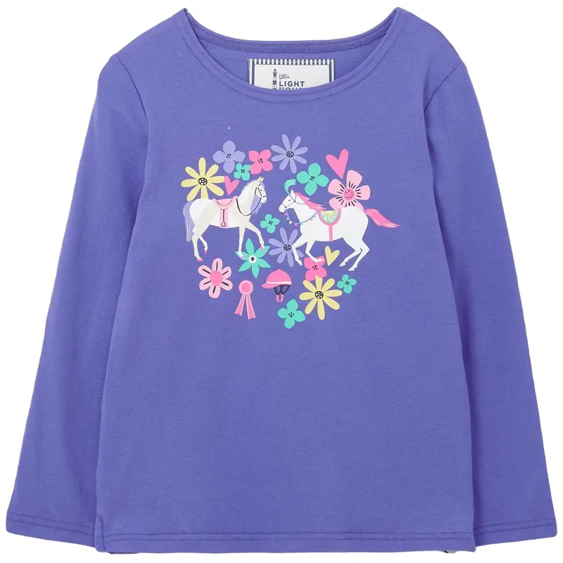 Lighthouse Causeway Junior Long Sleeve Tee - Horse Print