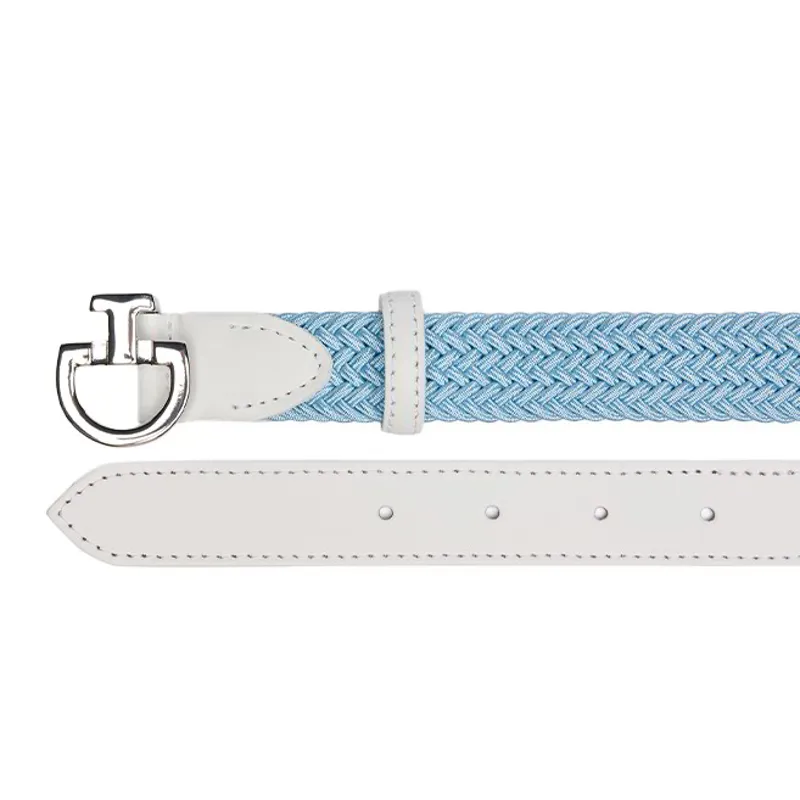 Cavalleria Toscana Younger Rider Junior Elastic Belt - Blue Fog/White-1