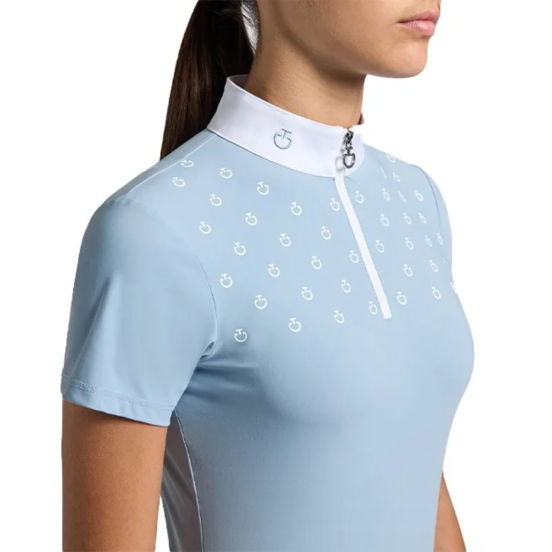 Cavalleria Toscana Junior Short Sleeve Show Shirt - Blue Fog-2
