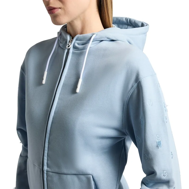 Cavalleria Toscana Diagonal Zip Women's Hoodie - Blue Fog-2