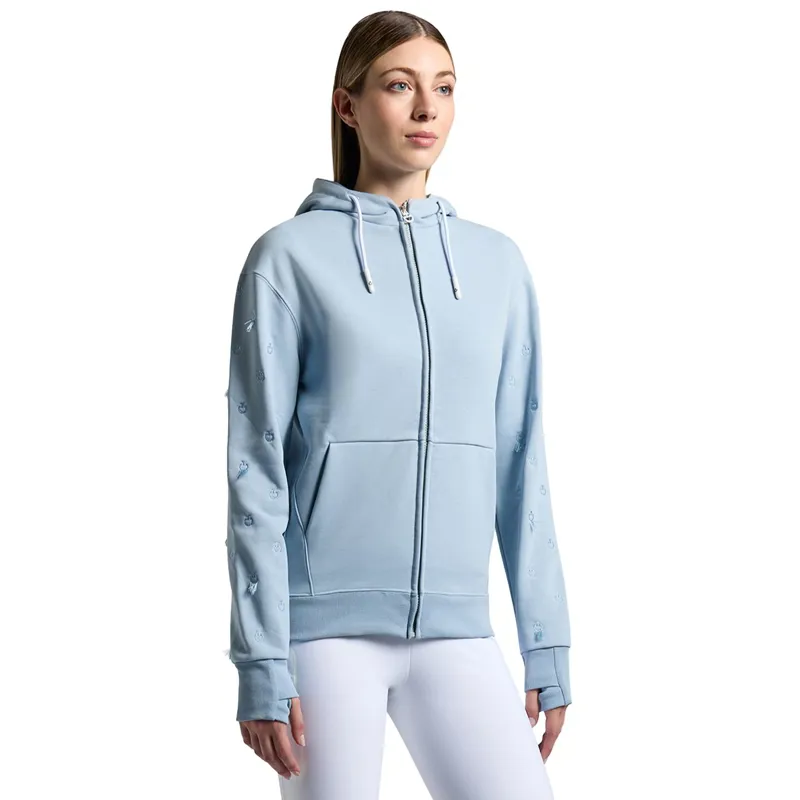 Cavalleria Toscana Diagonal Zip Women's Hoodie - Blue Fog