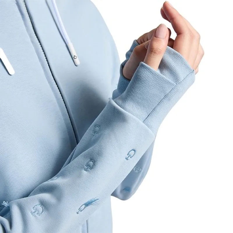 Cavalleria Toscana Diagonal Zip Women's Hoodie - Blue Fog-4