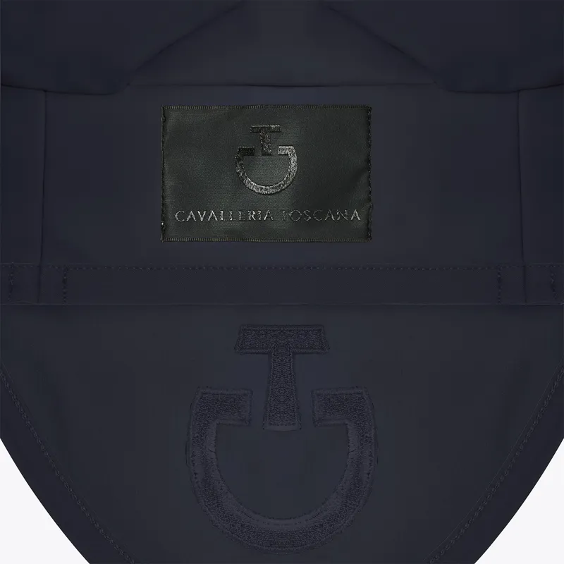 Cavalleria Toscana Lightweight Jersey Stripe Fly Bonnet - Navy-2