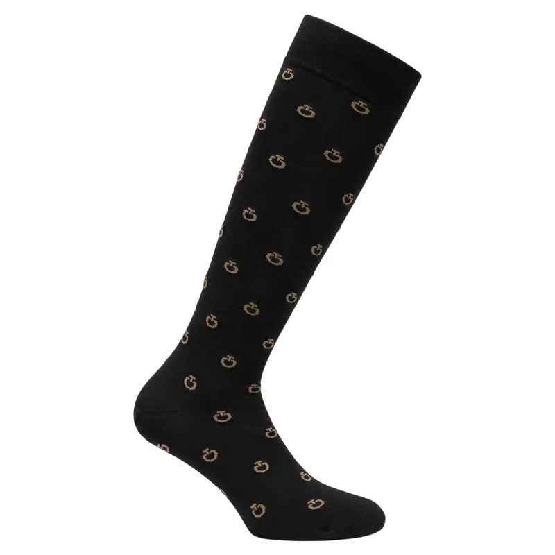 Cavalleria Toscana Jacquard Micro Logo Riding Socks - Black/Rainyday