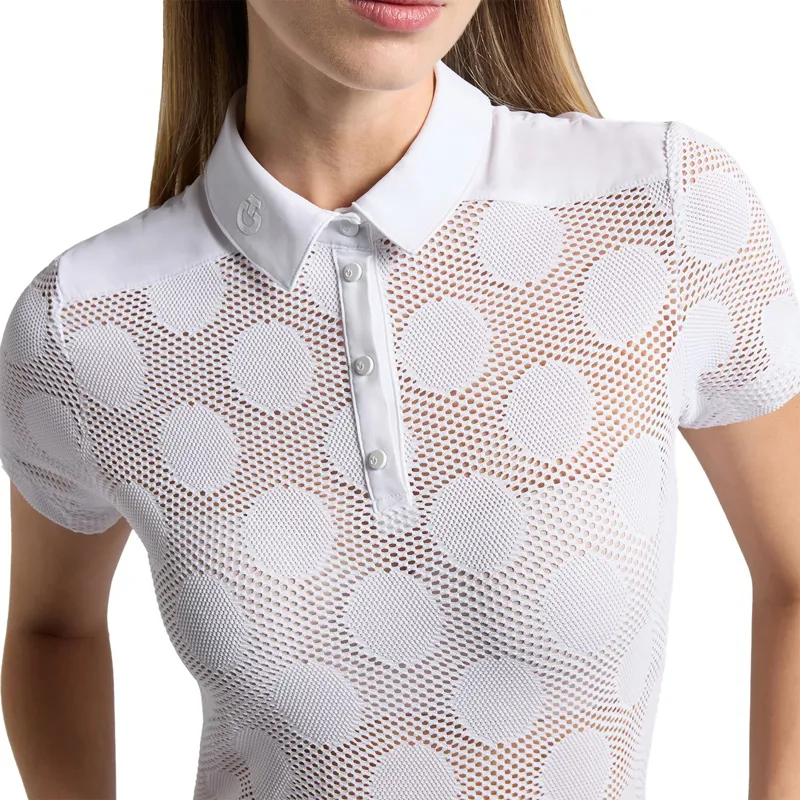 Cavalleria Toscana Perforated Jacquard Short Sleeve Training Polo - White-3