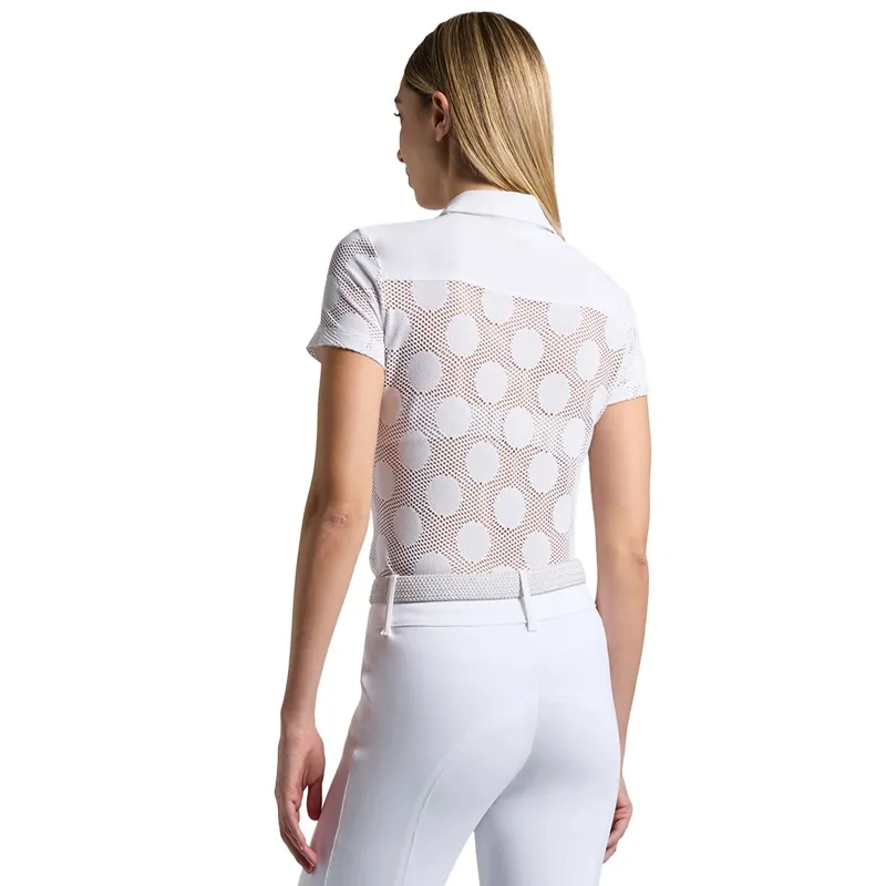 Cavalleria Toscana Perforated Jacquard Short Sleeve Training Polo - White-1
