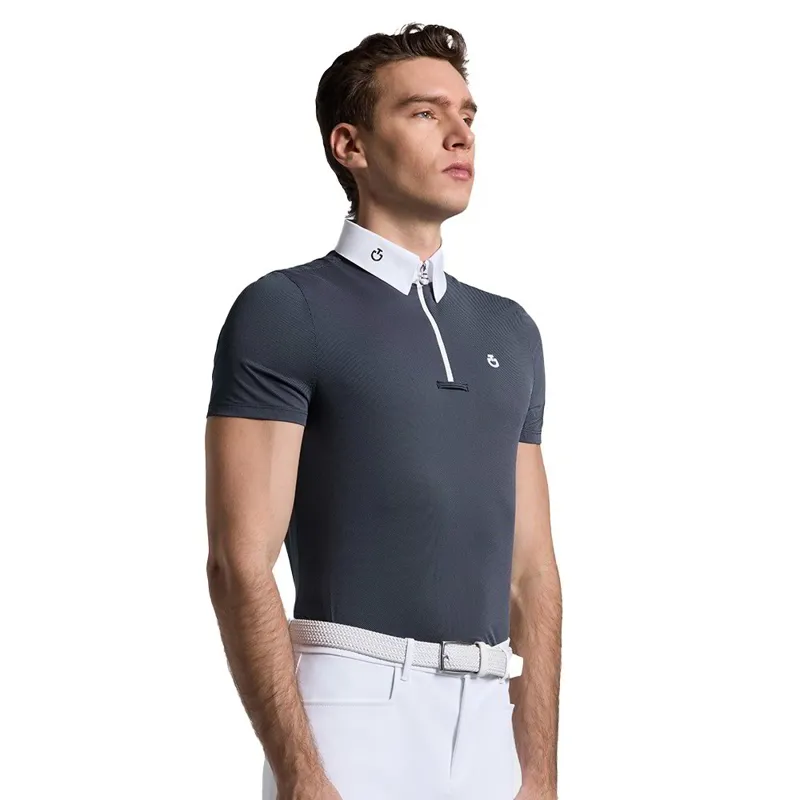 Cavalleria Toscana Jersey Zip Men's Show Shirt - Blue Print