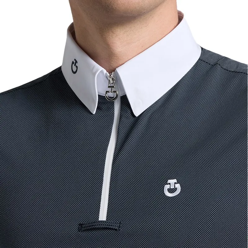 Cavalleria Toscana Jersey Zip Men's Show Shirt - Blue Print-1
