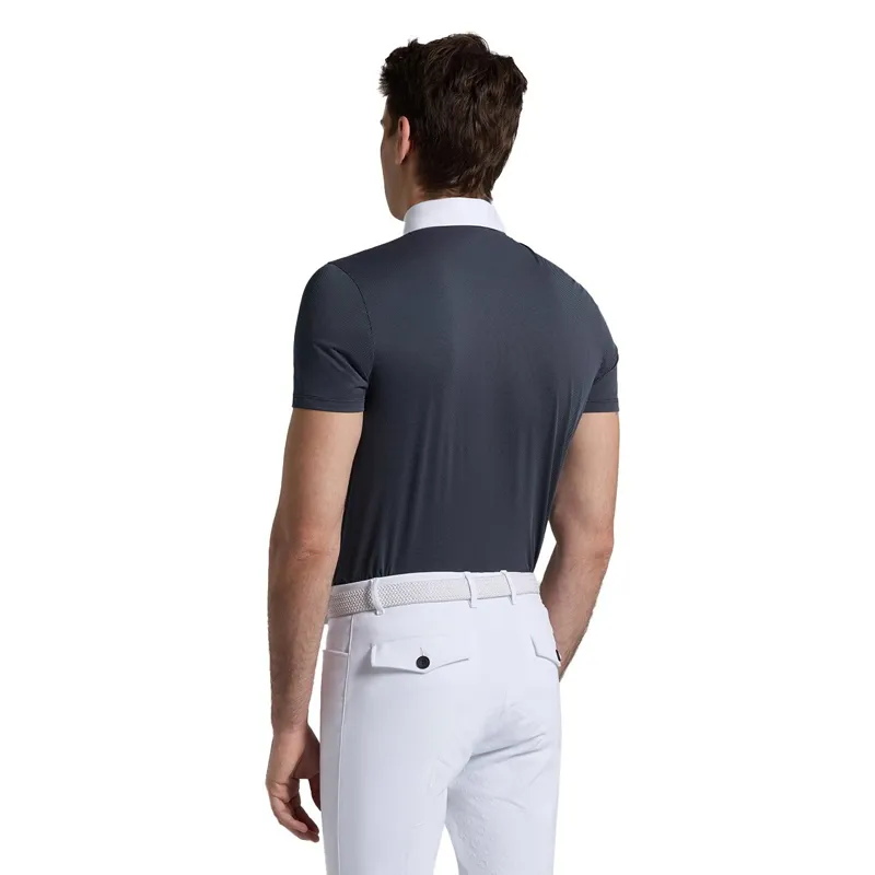Cavalleria Toscana Jersey Zip Men's Show Shirt - Blue Print-2