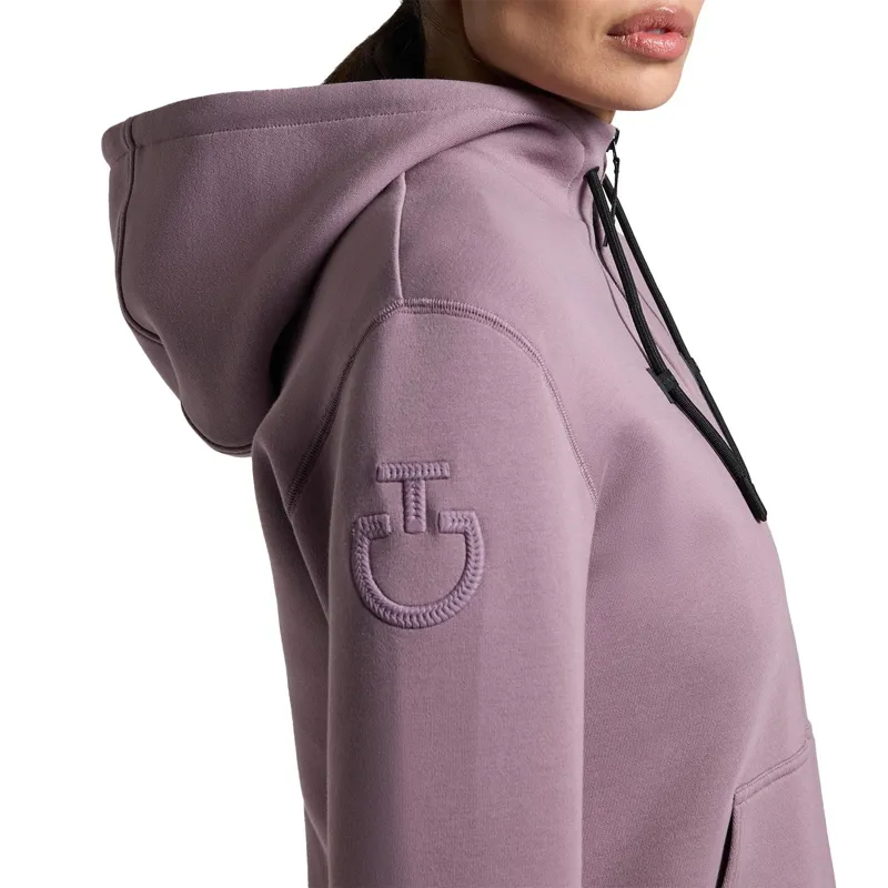 Cavalleria Toscana Women's Cotton Zip Up Hoodie - Grape Shake-2