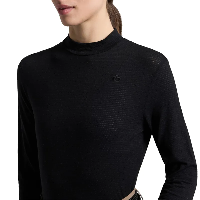 Cavalleria Toscana Women's Tech Wool Long Sleeve Top - Black-2