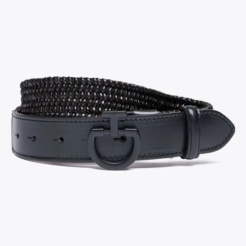 Cavalleria Toscana Leather and Wool Men's Elastic Belt - Black