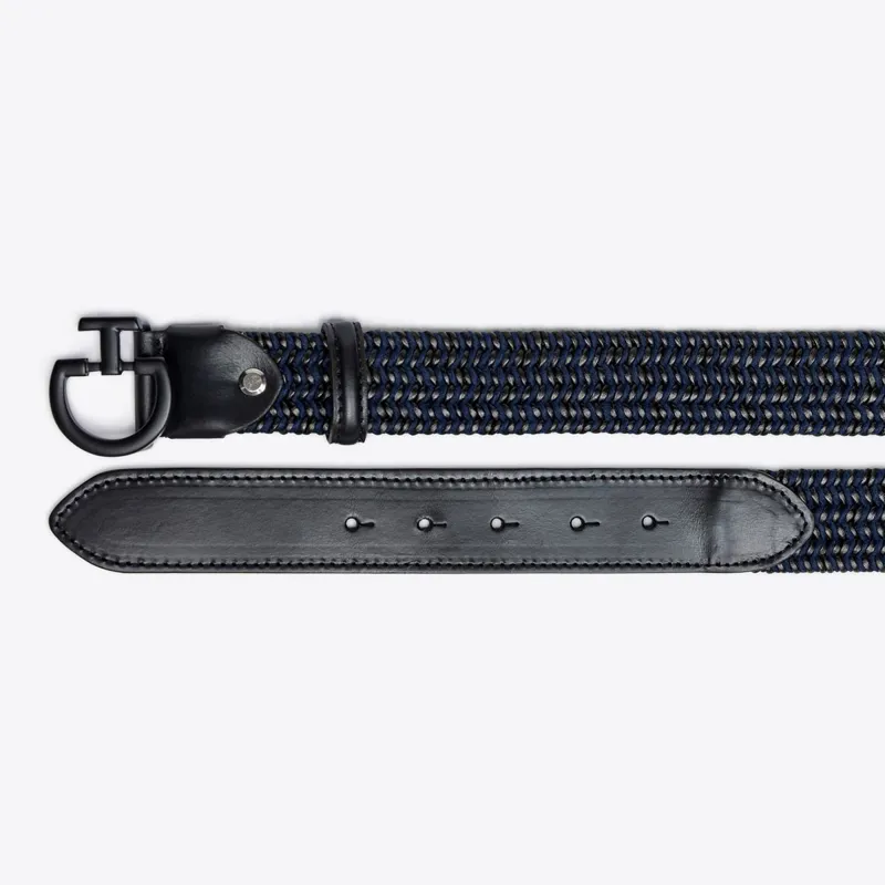 Cavalleria Toscana Leather and Wool Men's Elastic Belt - Navy-1