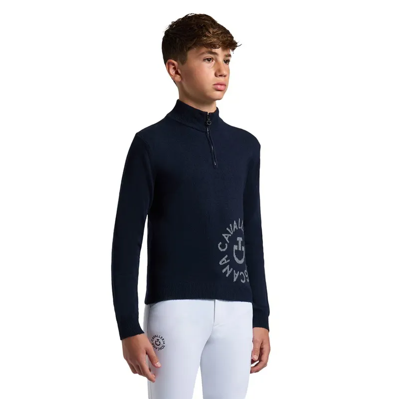 Cavalleria Toscana Orbit Half Zip Cashmere Boys Sweater - Navy