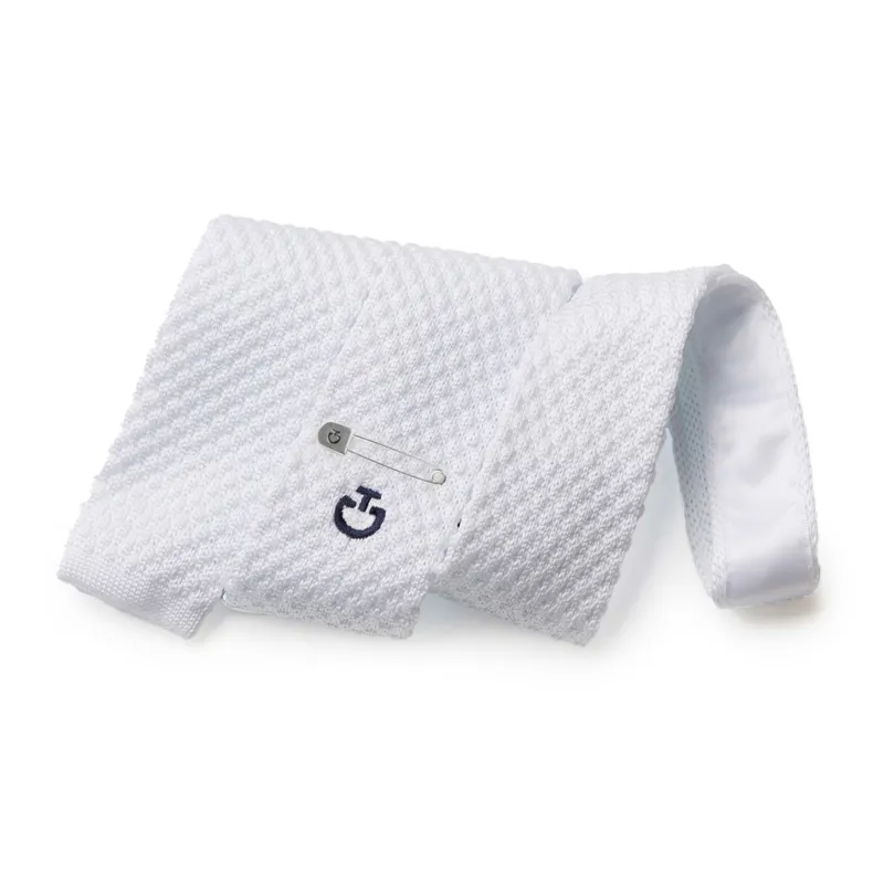 Cavalleria Toscana Tricot Show Tie with Pin - White