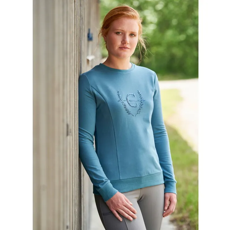 Covalliero Sequin Emblem Womens Sweater - Deep Water-2