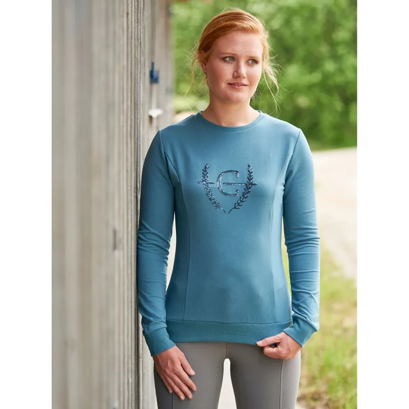 Covalliero Sequin Emblem Womens Sweater - Deep Water-3