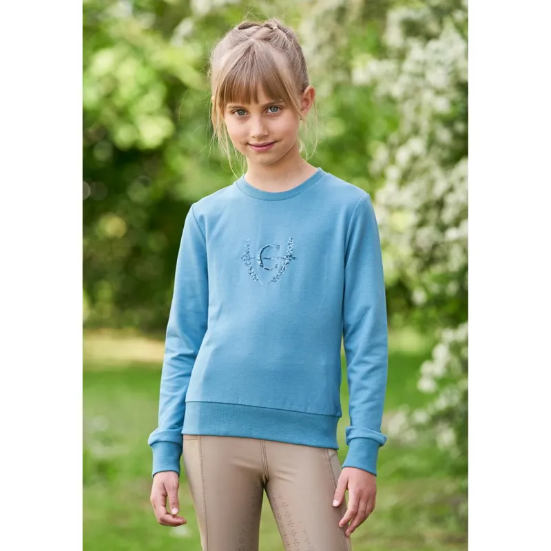 Covalliero Sequin Emblem Junior Girls Sweater - Deep Water-2
