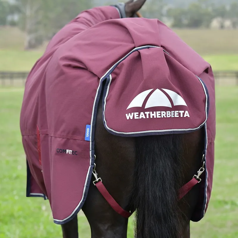 WeatherBeeta Essential 220g Combo Turnout Blanket - Burgundy/Navy-2