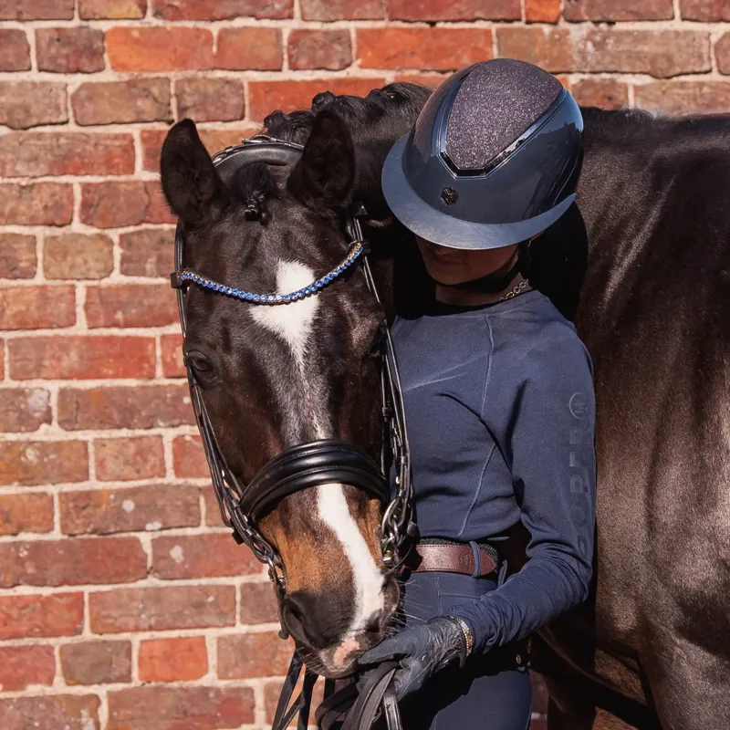 Charles Owen EQx Kylo Sparkly Wide Peak Riding Helmet - Navy Gloss/Pewter-6
