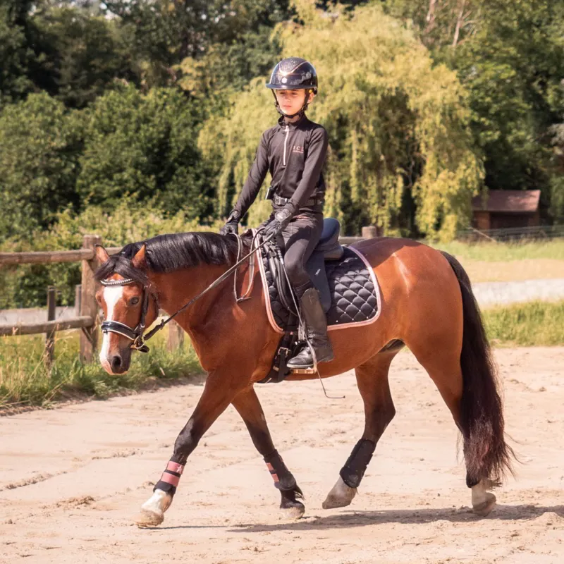 Charles Owen EQx Kylo MIPS Sparkly Wide Peak Helmet - Black Gloss/Rose-3