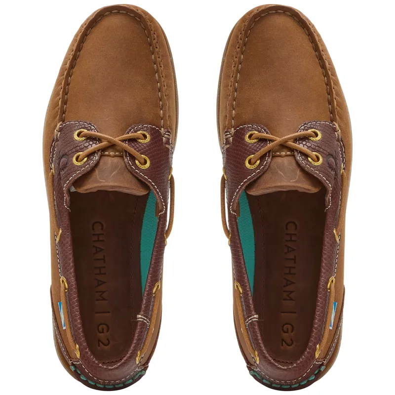 Chatham Bermuda II G2 Womens Leather Boat Shoes - Walnut/Brown Snake-1