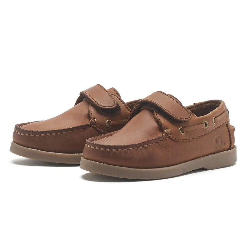 Chatham Oliver Junior Velcro Boat Shoes - Tan