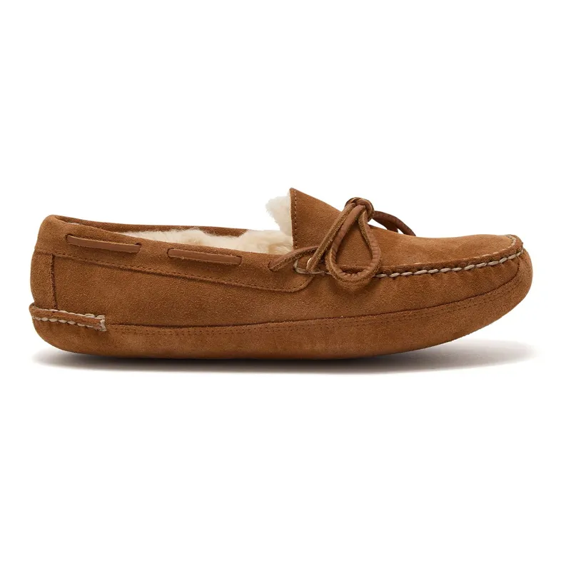Chatham Crown Women's Suede Sheepskin Lined Slippers - Tan-3