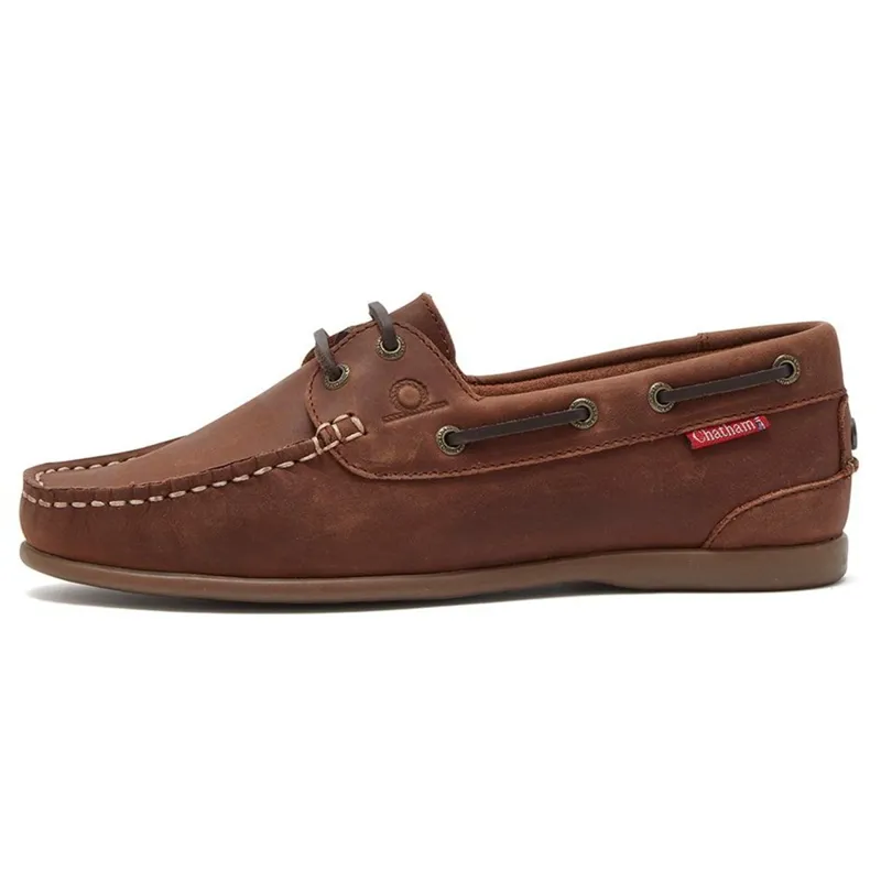 Chatham Penang Women's Leather Boat Shoes - Dark Tan-2