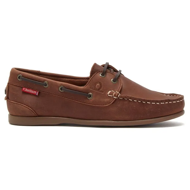Chatham Penang Women's Leather Boat Shoes - Dark Tan-1