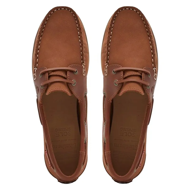 Chatham Penang Women's Leather Boat Shoes - Tan/Tan-3