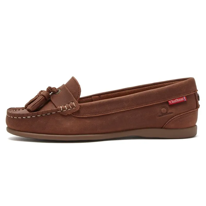 Chatham Pulau Premium Leather Women's Tassel Loafers - Dark Tan-2