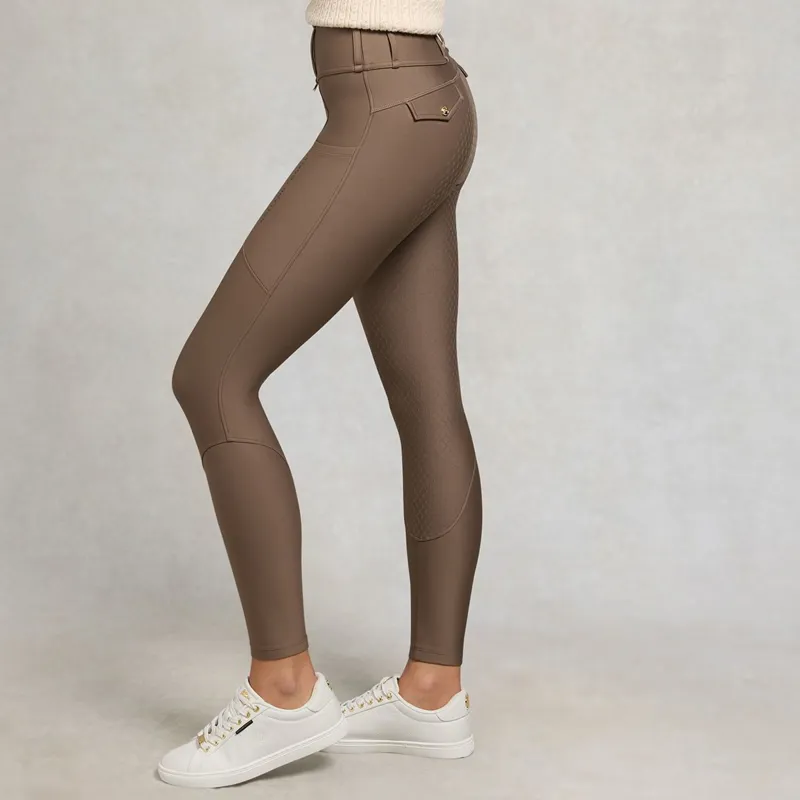 Holland Cooper Chatsworth Pull On Womens Riding Tights - Mocha-1