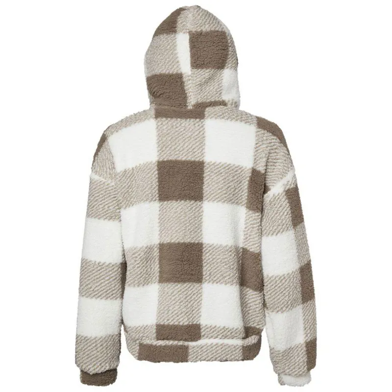 Mountain Horse Chess Fuzzy Fleece Ladies Jacket - White/Beige-2