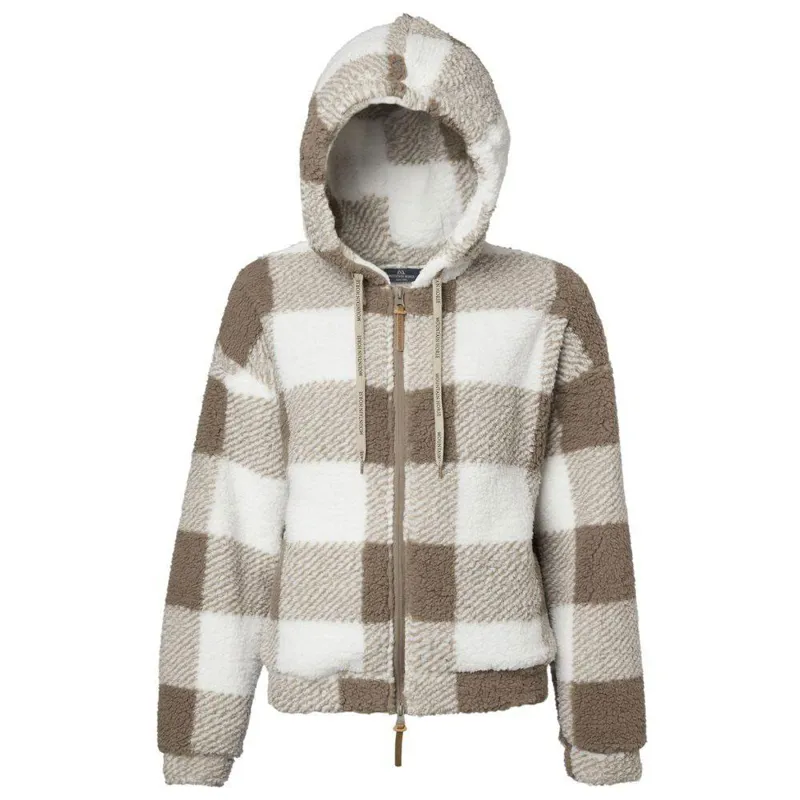 Mountain Horse Chess Fuzzy Fleece Ladies Jacket - White/Beige-1