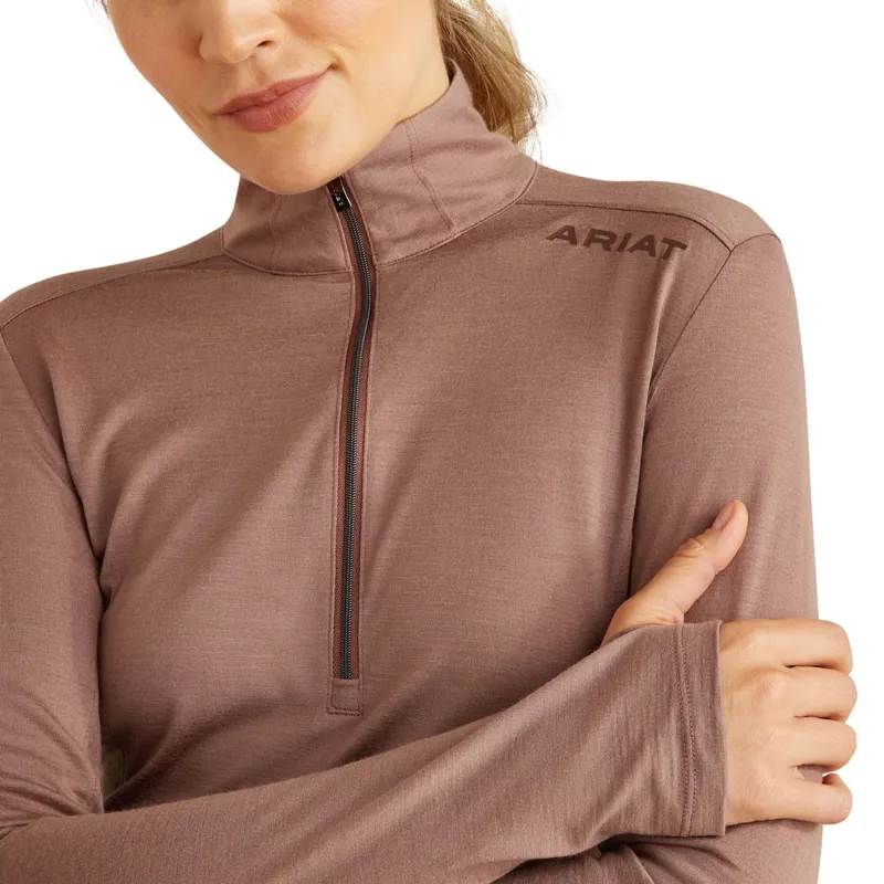 Ariat Cheviot 1/4 Zip Ladies Base Layer Top - Twilight Mauve-3