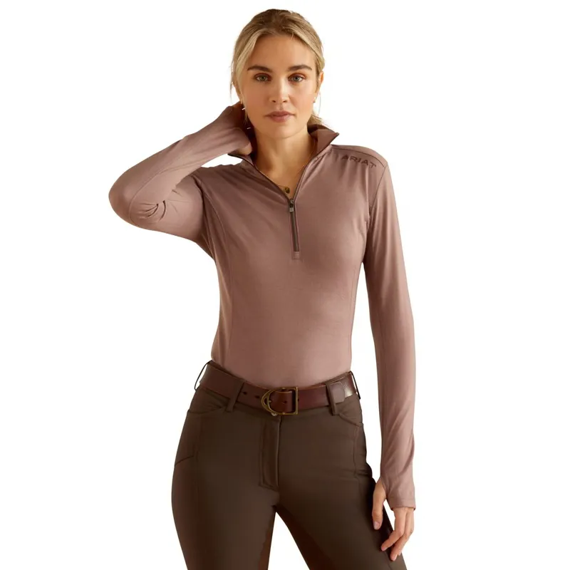 Ariat Cheviot 1/4 Zip Ladies Base Layer Top - Twilight Mauve
