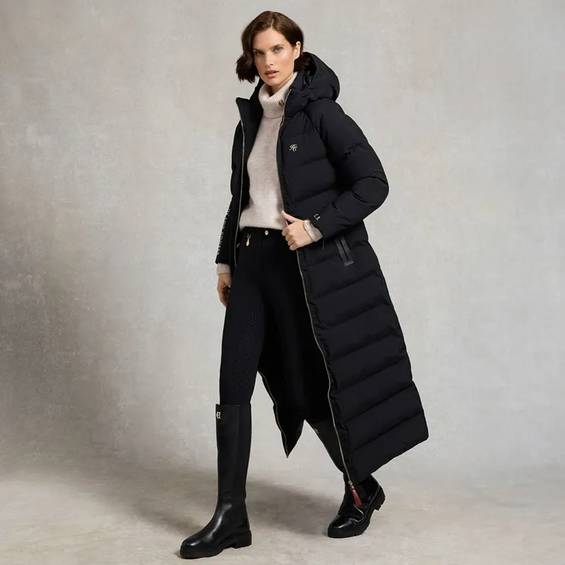 Holland Cooper Chiltern Womens Longline Barn Coat - Black-1