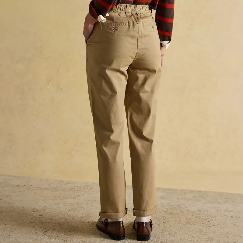 Joules Slim Fit Womens Chino Pants with Elastic Waist - Tan-3