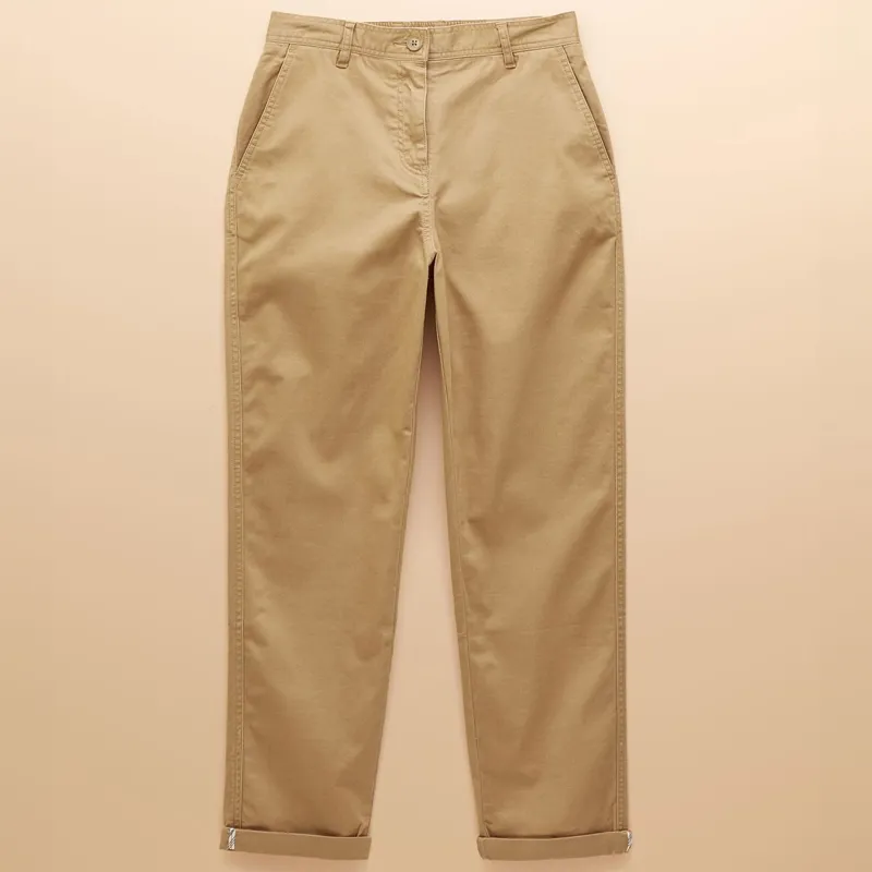 Joules Slim Fit Womens Chino Pants with Elastic Waist - Tan-1