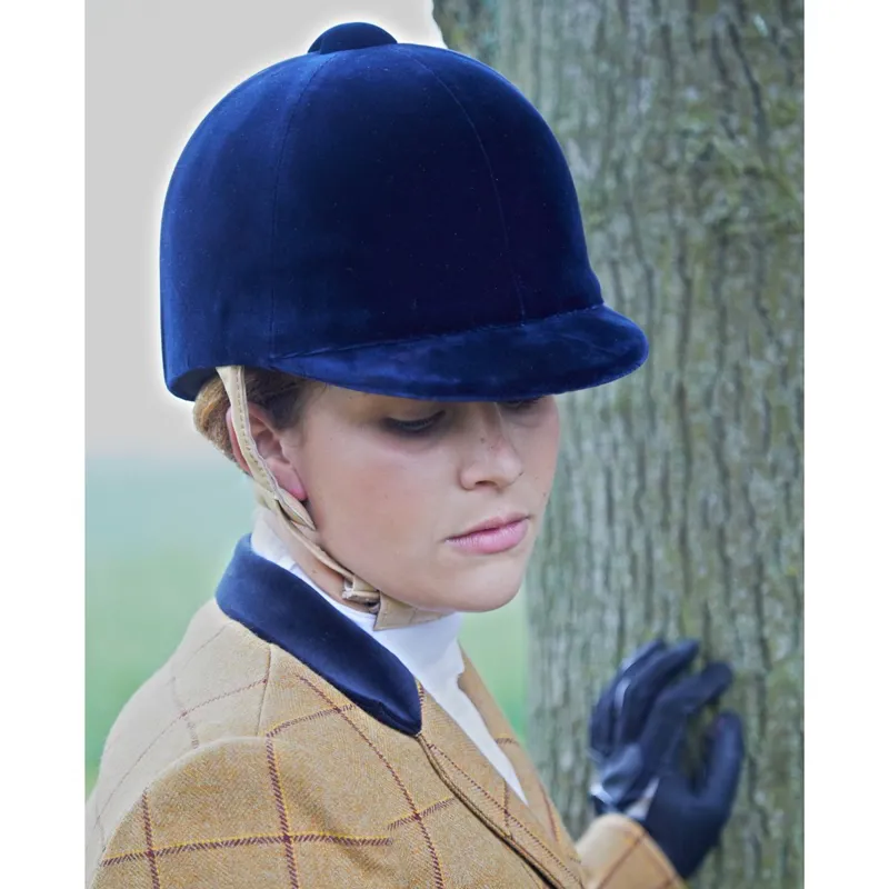 Champion CPX Supreme Velvet Riding Helmet - Navy-1