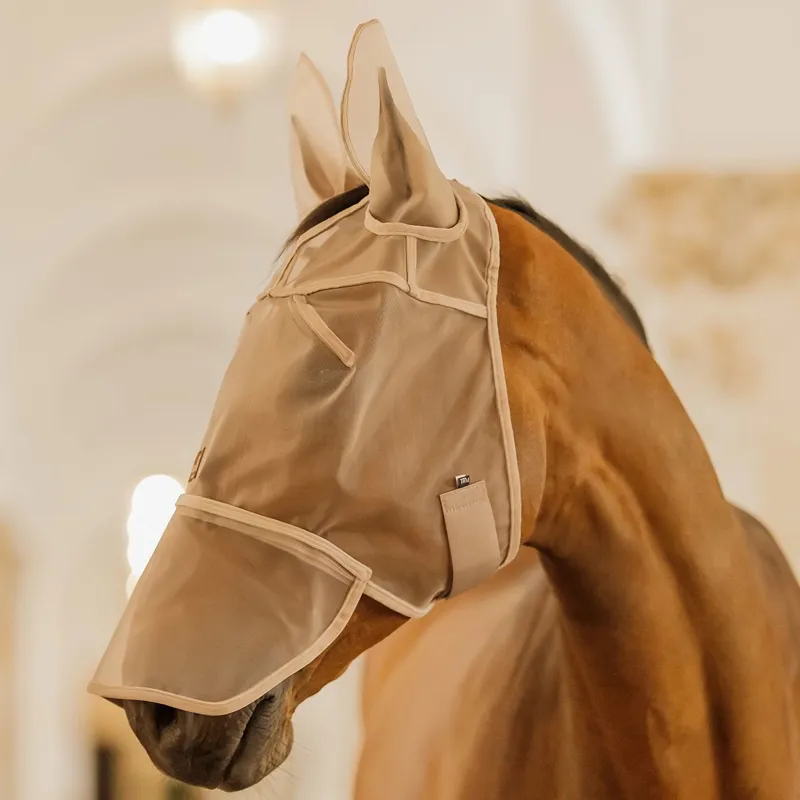 Kentucky Classic Fly Mask with Ears and Nose - Beige-1
