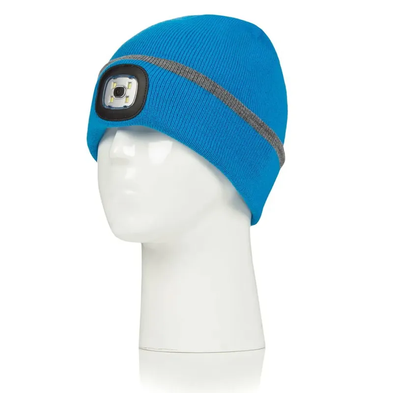 Platinum Classic Junior LED Pom Beanie - Blue